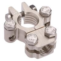 Projecta Forged Heavy Duty Satin Brass Battery Terminal Saddle Type with Dual Auxiliary Post (Positive) Thumbnail